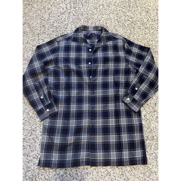 Ralph Lauren Purple Label Other - Ralph Lauren Men's Purple Button Up Shirt Cotton Sz S Blue Plaid Italy